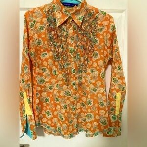 𝅺georg ROTH RUFFLE AND RIBBON SHIRT - Size XS